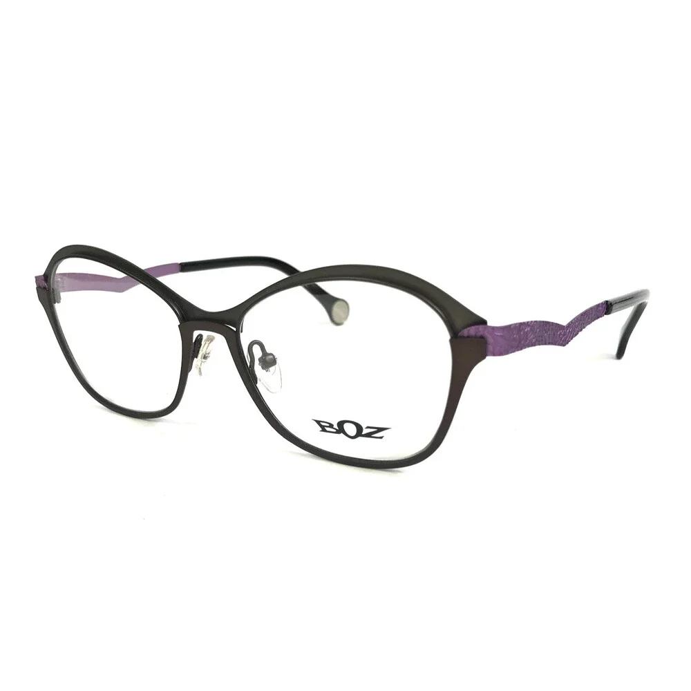 BOZ Eyeglasses Frames ELSA 4590 Khaki Brown Parma Matte Gray Purple 52-16-140